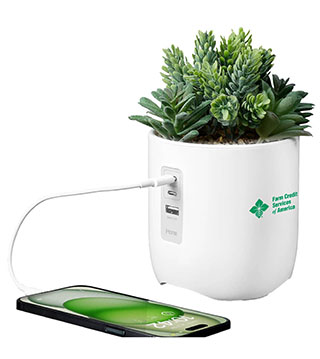 BLK26-IH-POWERPLANT - Faux Succulent with USB Charging Station