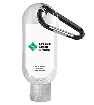 BLK26-ZS19 - 1.9 oz. Clear Sanitizer in Clear Bottle with Carabiner