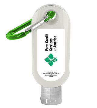 BLK26-ZSUN19 - 1.9oz. SPF 30 Sunscreen in Clear Bottle with Carabiner
