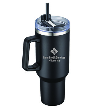 ICOL-B-038 - 40 oz. Double Wall Tumbler with Handle and Straw - Black