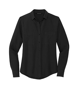 Women's Stretch Crepe Long Sleeve Camp Blouse